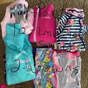 Girls size 6 6/7 bathing suit, and sets of shorts and shirts.